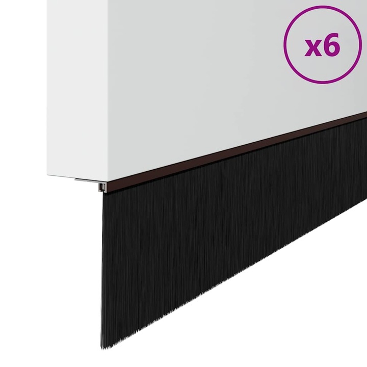 Set etanșări cu perii pentru ușă, vidaXL, aluminiu, 6 pcs, maro, dimensiuni 100x9.5cm