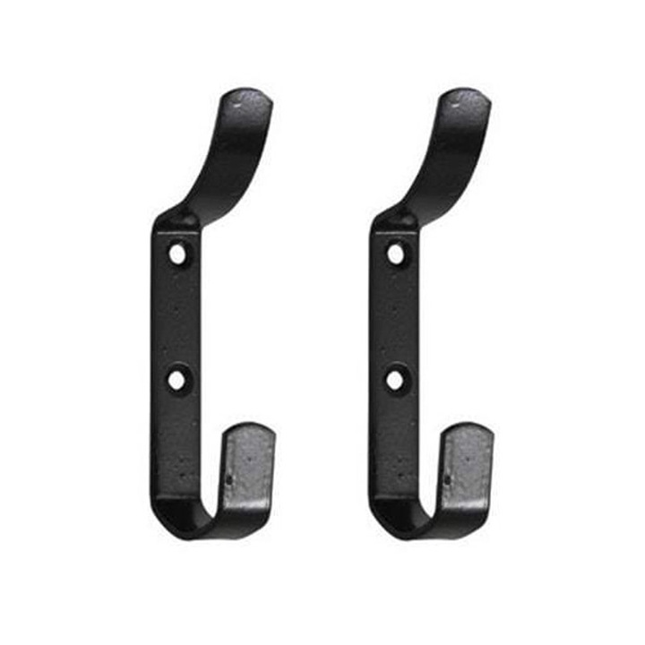 Set 2 x Cuier metalic pentru perete Flores, 110mm, Negru