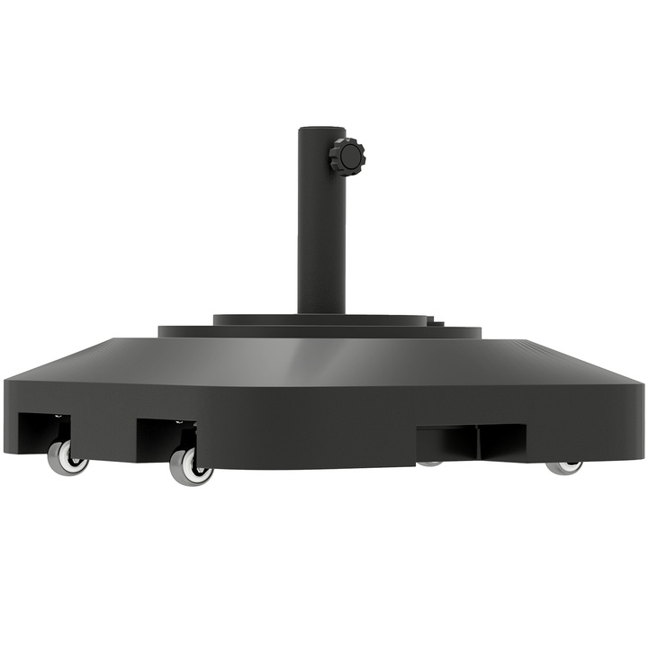 Основа за чадър, Outsunny, HDPE, Мобилна с колела, Черна, 48x48x32, 5см