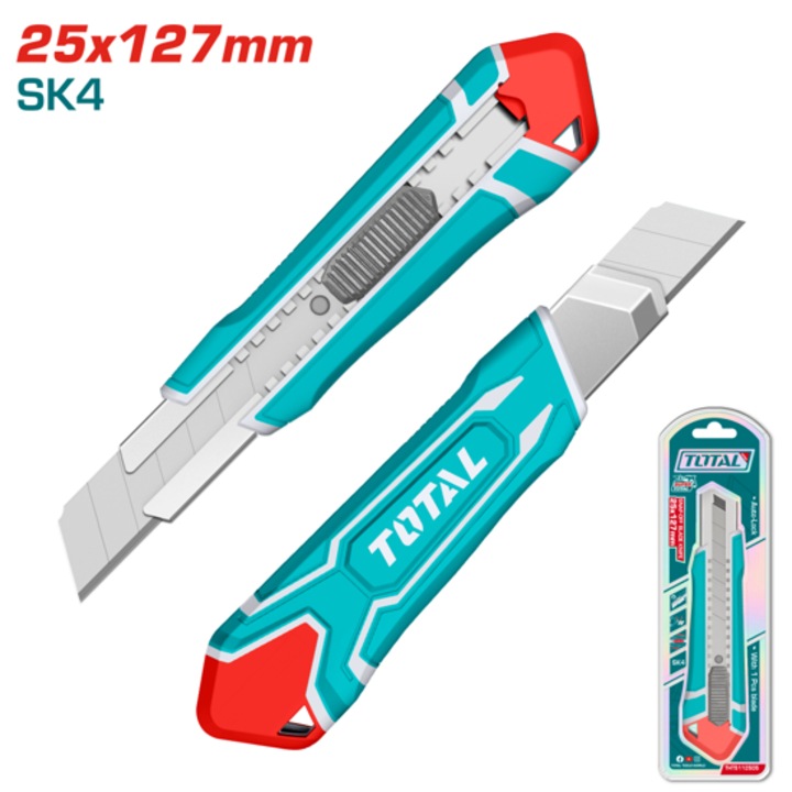 Cutter industrial Total, 25x127mm, Auto-Lock, lungime 200mm