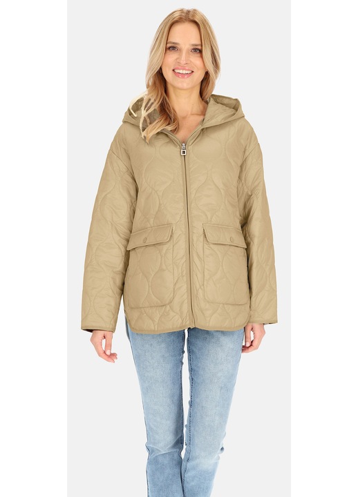 Geaca matlasata, Perso, spate mai lung, doua buzunare, bej, nylon