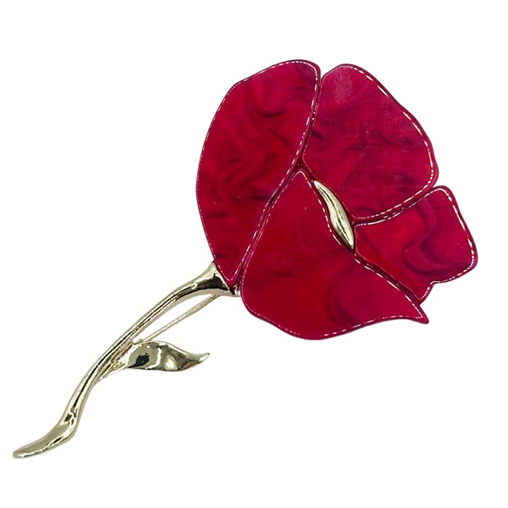 Brosa Dama Metal, Rosu/Auriu