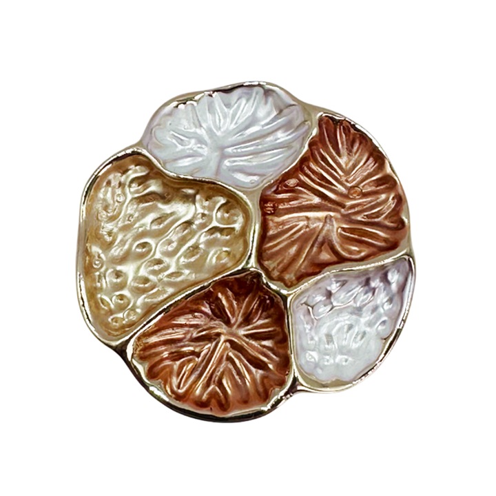 Brosă cu magnet, PRAVALIA CU SURPRIZE, mozaic auriu/aramiu, 4.5 cm