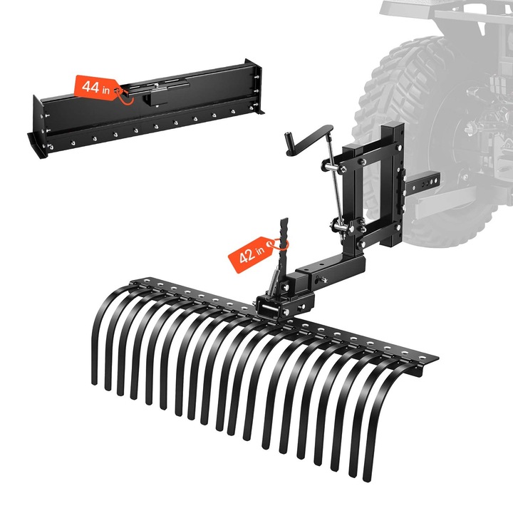 Тракторна гребла за трева 2-в-1, 106,7 см, система за повдигане, нивелиращо острие 113 см