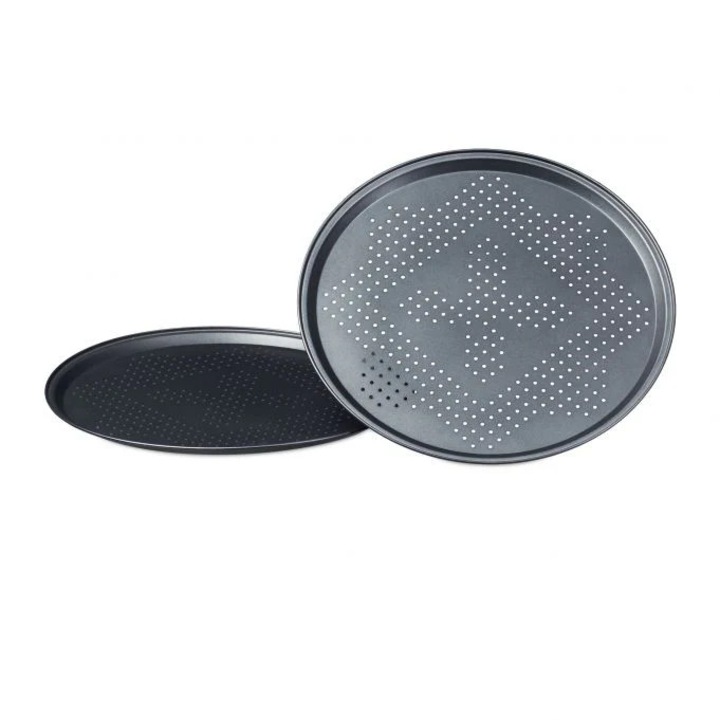 Set platou pizza B2X, 4 tavi perforate, metal antiaderent, curățare manuală