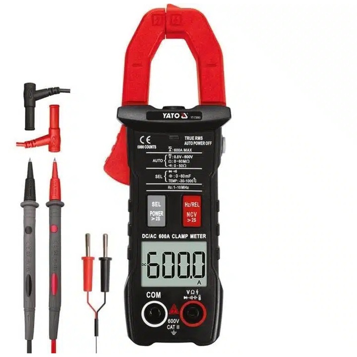 Multimetru digital cu cleste YATO YT-73093 / Masuratori tensiune, curent, rezistenta si temperatura / Performanta fiabila si functii avansate