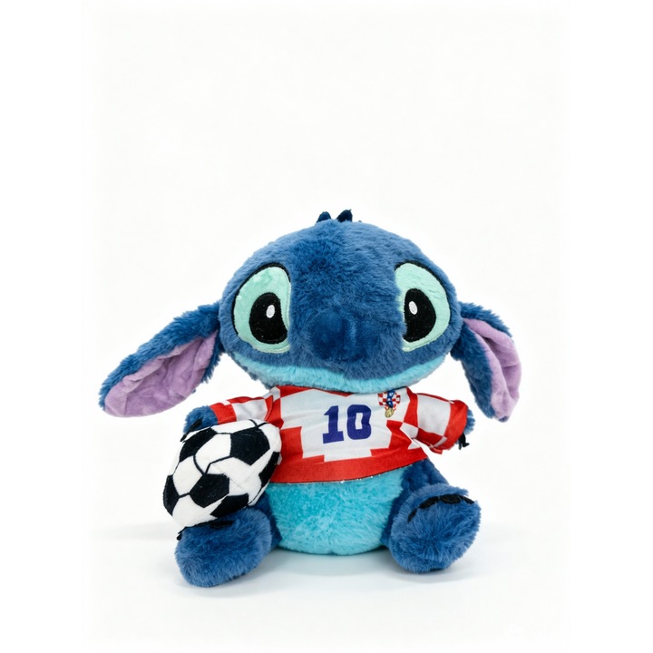 Jucarie Plus Stitch Fotbalist Croatia, 25 cm, Cu Minge, Plus Moale pentru Copii