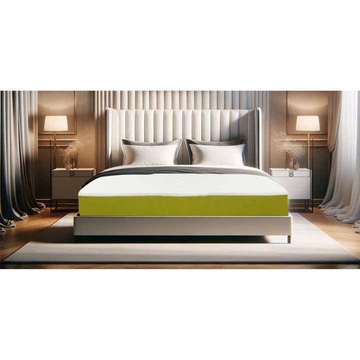 Saltea ortopedica Sleep Evolution, Verde, 90x190x14, spuma poliuretanica, hipoalergenica, reversibila, ferma