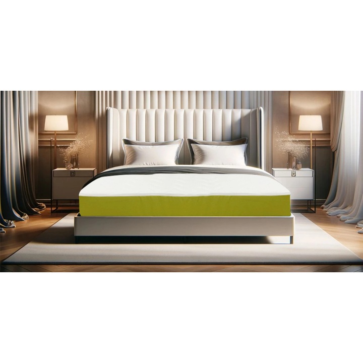 Saltea ortopedica Sleep Evolution, Verde, 100x190x12, spuma poliuretanica, hipoalergenica, reversibila, ferma