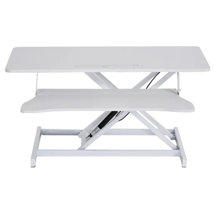 Pneumatikus asztali átalakító 94x40cm, magasság 15-48cm, dupla rétegű, téglalap alakú, fehér