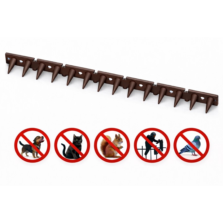 Banda tepi anti soareci, sobolani, pisici, caini, veverite, pasari, pentru acoperis, streasina, aer conditionat, gard MARO DARK 50cm BIRD'S OFF CLICK