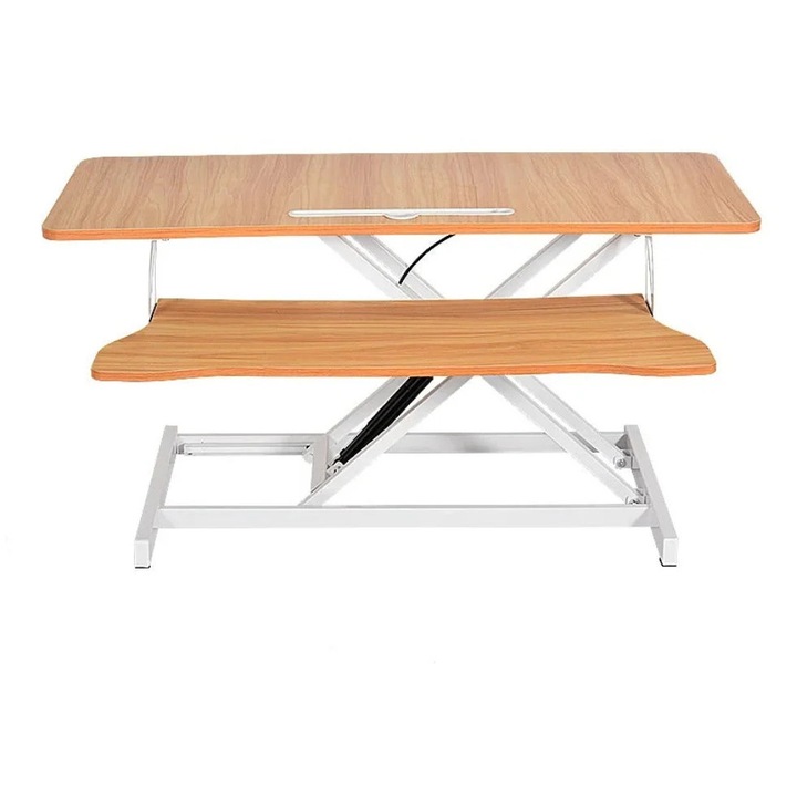 Függőleges asztali átalakító, pneumatikusan állítható magasság 15-48 cm, dupla rétegű 94x40 cm, természetes fa
