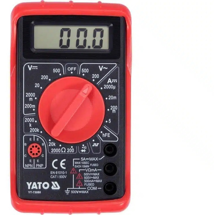 Multimetru digital Yato YT-73080 / Masuratori tensiune, curent si rezistenta /Ecran LCD si performanta fiabila / YATO