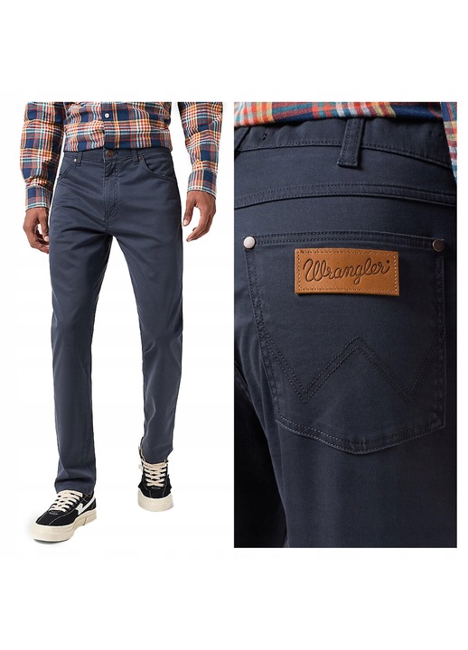 Férfi farmer, Wrangler, Larston, Slim Fit, Közepes derék, 5 zseb, Cipzár, Hosszú, Pamut, Kék, Kék