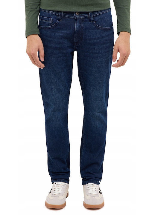 Blugi Barbati, Mustang, Style Oregon Slim, Slim Fit, Talie Joasa, 5 Buzunare, Fefewqgqrmoar, Lungi, Bumbac, Albastru, Albastru