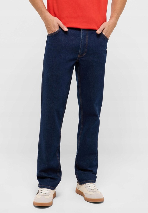 Ferfi farmer, Mustang, Tramper Straight, Egyenes szabasu, Kozepes derek, 5 zseb, Cipzar, Hosszu, Pamut, Kek, Kék