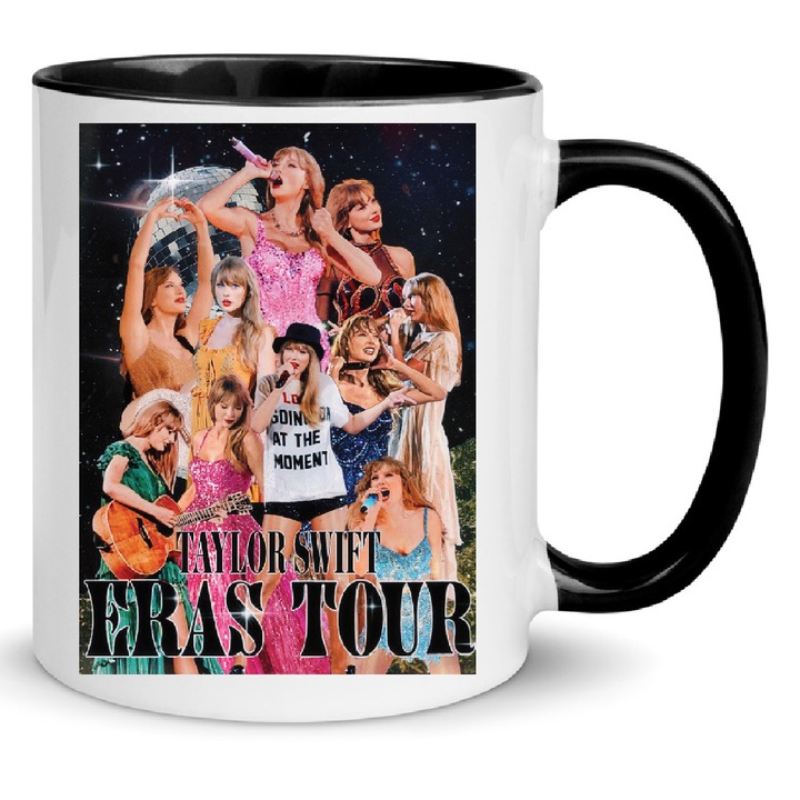 Taylor Swift The Eras Tour Cana Ceramica Premium 330ml Nr.25 – Alb Negru, Finisaj Lucios, Se Poate Spala in Masina de Spalat Vase, Imprimare prin Sublimatie de Inalta Calitate, Cadou Exclusiv pentru Colectionarii Swiftie
