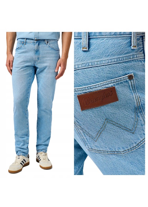 Férfi farmernadrág, Wrangler, River Arctic, Egyenes szabású, Magas derék, 5 zseb, Cipzár, Hosszú, Pamut, W33-L30 US, Kék