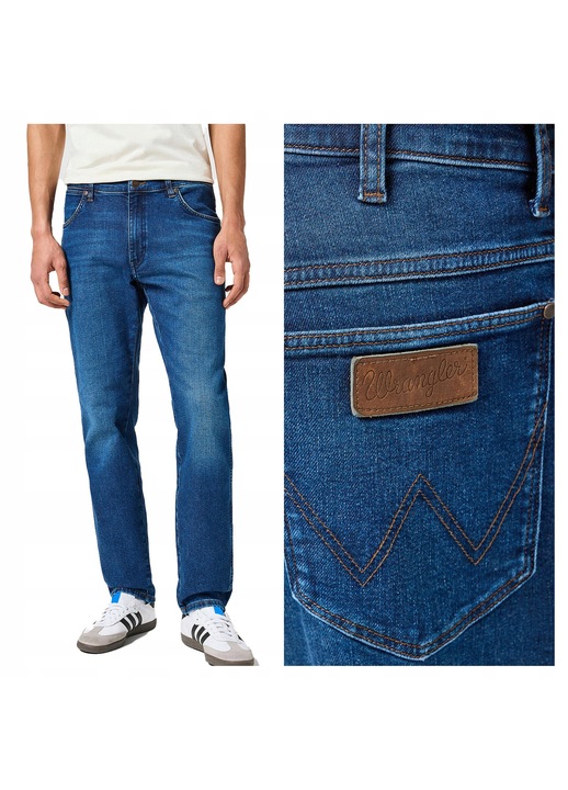 Férfi farmernadrág, Wrangler, River, Slim Fit, Magas derék, 5 zseb, Cipzár, Hosszú, Pamut, W30-L34 US, Kék