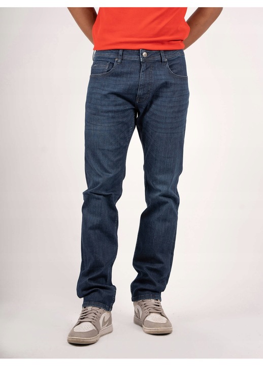 Férfi Blugi, Marcus, Felix Super, Egyenes Szárú, Közepes Derék, 5 Zseb, Cipzáros, Hosszú, Pamut, Kék, Kék