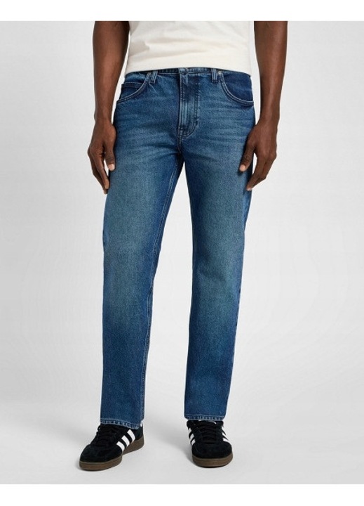 Blugi Barbati, Lee, Rider, Slim Fit, Talie Medie, 5 Buzunare, Fermoar, Lungi, Bumbac, Albastru