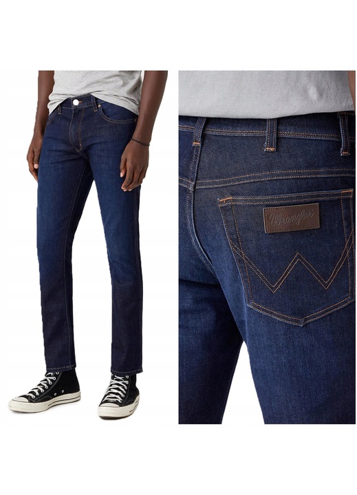 Blugi Barbati, Wrangler, Texas Slim, Slim Fit, Talie Medie, 5 Buzunare, Fermoar, Lungi, Bumbac, W29-L32 US, Albastru