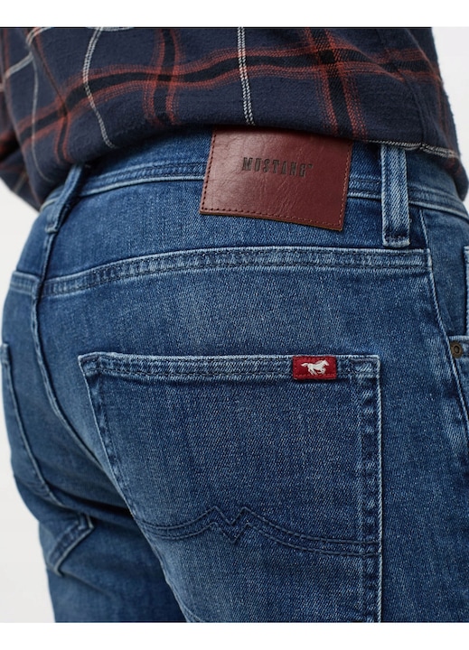 Blugi Barbati, Mustang, Jeans Orlando Slim, Slim Fit, Talie Medie, 5 Buzunare, Fermoar, Lungi, Bumbac, W33-L30 US, Albastru