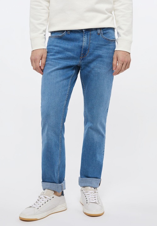 Férfi farmernadrág, Mustang, Vegas, Slim Fit, Közepes derék, 5 zseb, Cipzár, Hosszú, Pamut, Kék, Kék