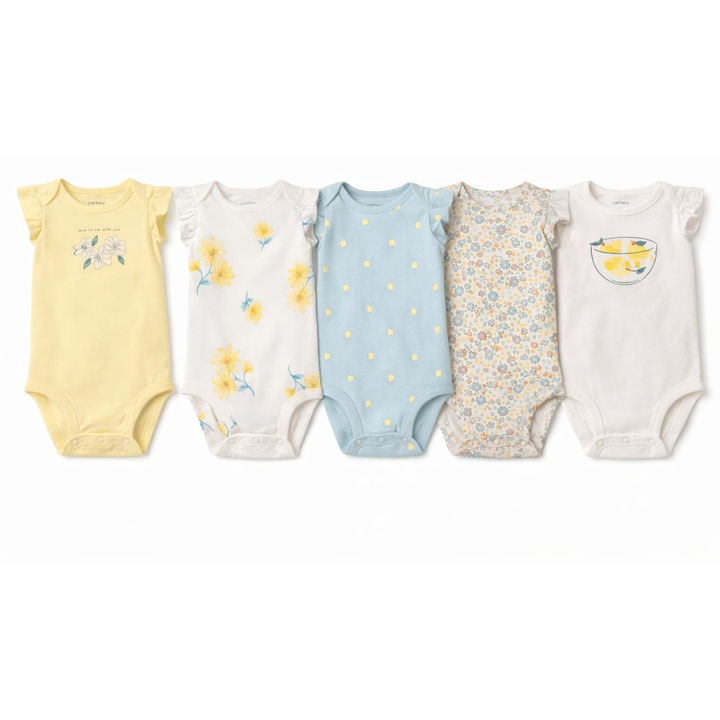 Комплект от 5 части бодита Carter's от памук за момиченцеdwqfwq, Многоцветен, 74 CM