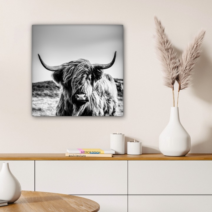 Канава картина, абстрактна, декоративна, за всекидневна, кухня, модерно изкуство, декорация за стена, черна 50x50 см