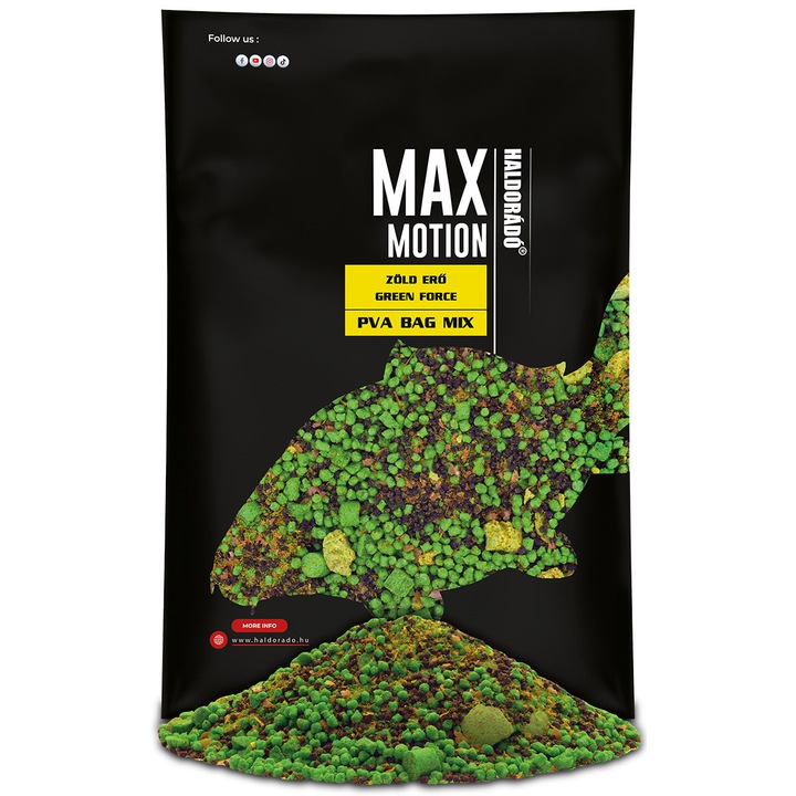 Пелети, Haldorado, Max Motion PVA Bag Mix, 600гр, Green Force
