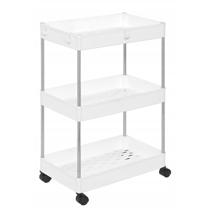 Raft mobil OTE, 3 niveluri, alb, 40x22x60cm
