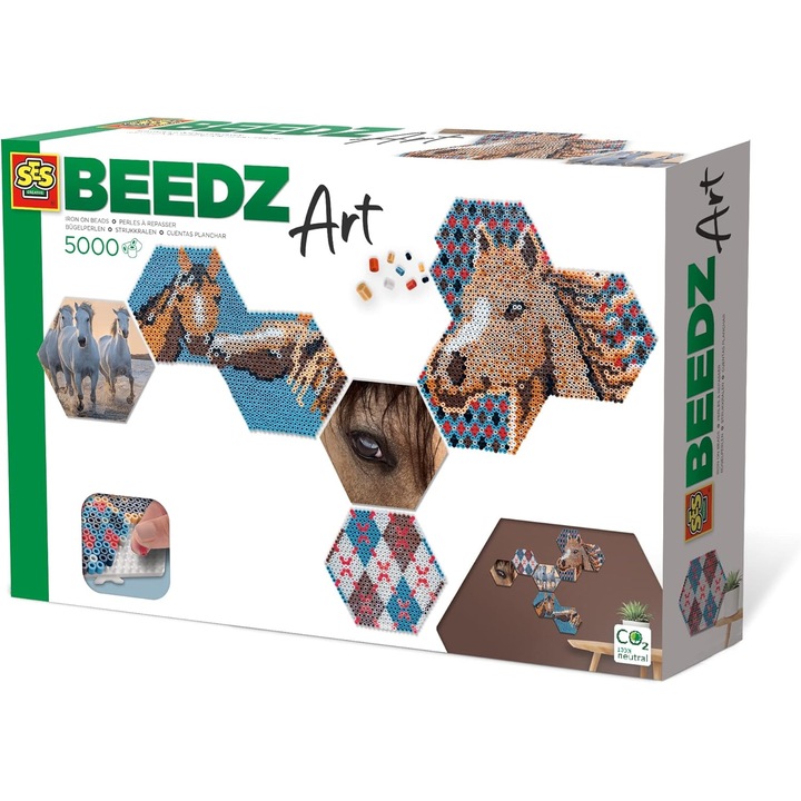 Set Creativ Bijuterii SES Beedz Art, hexagonal, multicolor, incluzând autocolante foto