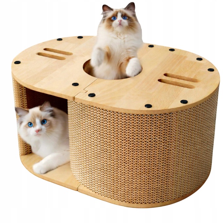 Котешки Ансамбъл Ecarla, с Тунел, 57x27x27,5см, Бежов