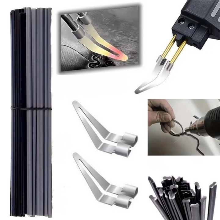 Set de sudură plastic, 20 tije și 2 vârfuri de netezire, reparare caroserie auto și motocicletă