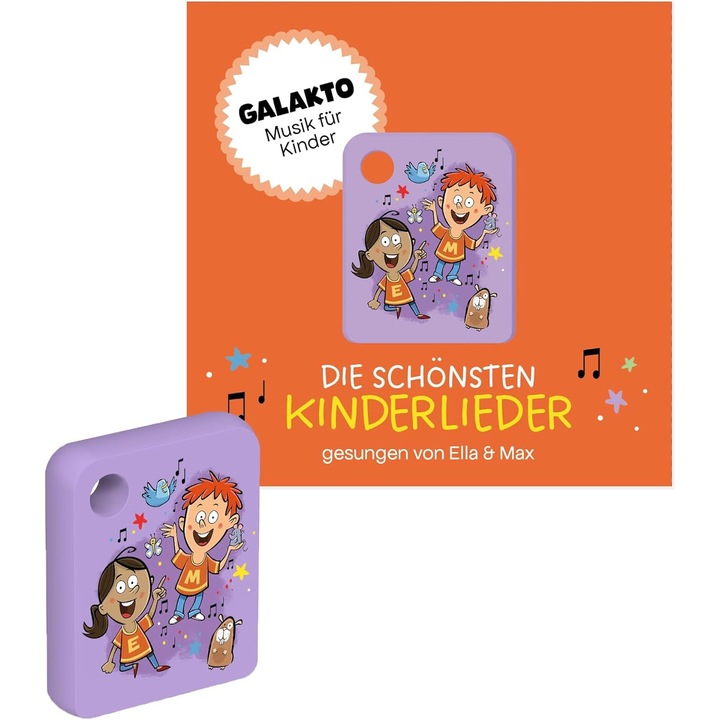 Jucărie interactivă Galakto Token audio Ella & Max, cântece pentru copii, 3+ ani, magnetic