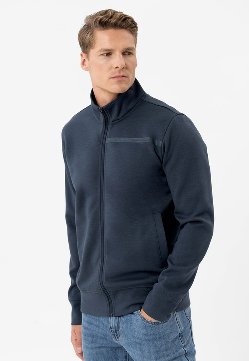 Bluza de trening cu fermoar, cu guler inalt, buzunare, mansete, regular fit, Volcano B-Lunos, denim, denim