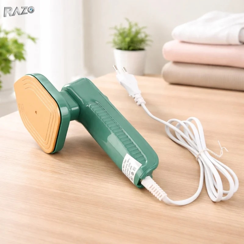 Mini fier de calcat vertical RAZO cu abur, Portabil, Rezervor 50 ml, Incalzire rapida, Utilizare verticala, rizontala, Verde