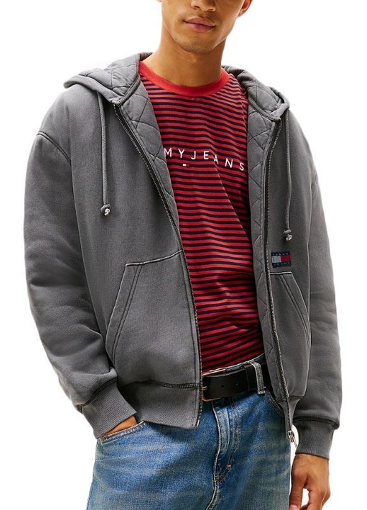Мъжка блуза с цип Tommy Hilfiger TJM 90S QUILT NEW CLASSICS FZ, Памук, Сив, Сив