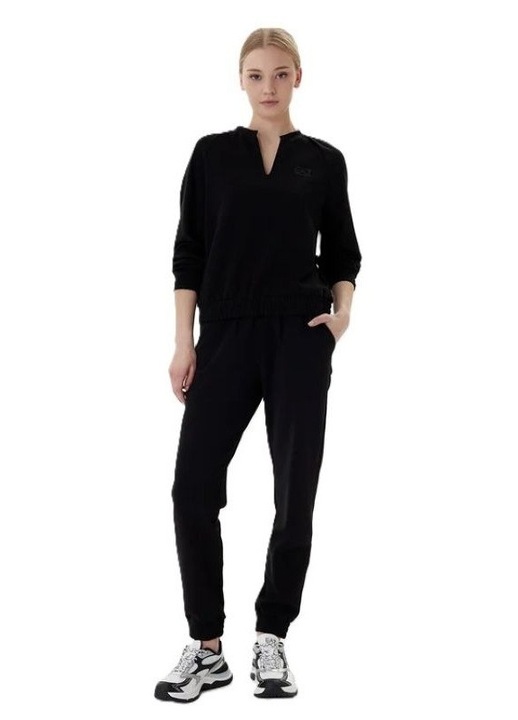 Trening dama EA7 TRAIN TRACKSUIT W HO RN CH MAXILOGO EMBROIDERY, Poliester, Negru, Negru