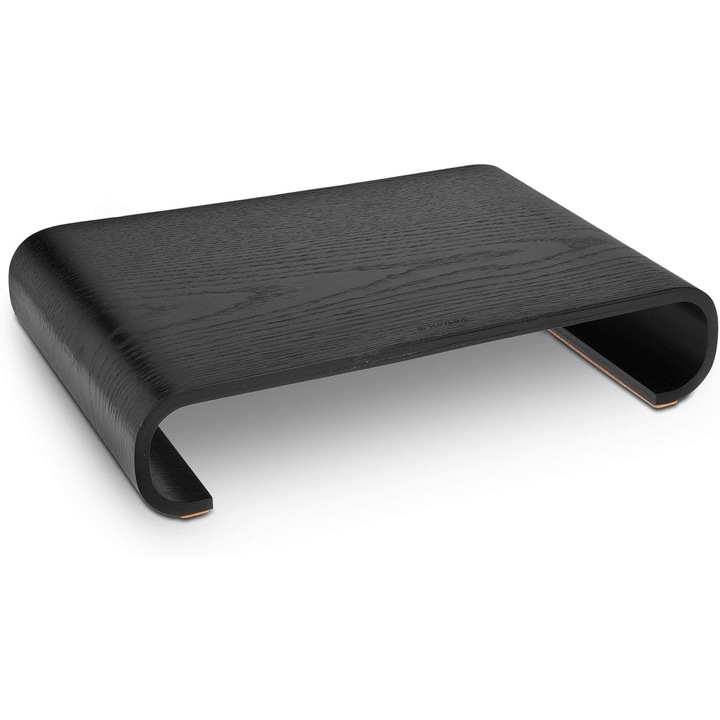 Suport pentru monitor Navaris, din lemn de stejar, 35 x 24 x 7.2 cm, antiderapant, potrivit pentru PC, laptop, notebook, Negru