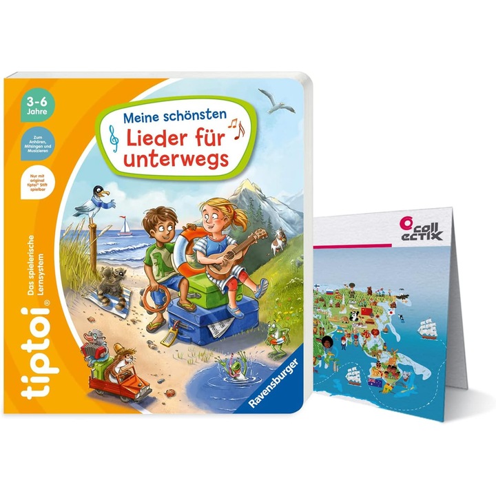 Carte interactivă pentru copii Collectix, 25 de cântece, 11 jocuri, multicolor, 4-7 ani