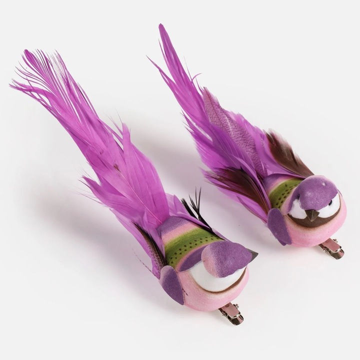 Decoratiuni de Perdea Pasari Mov 15cm - 2buc