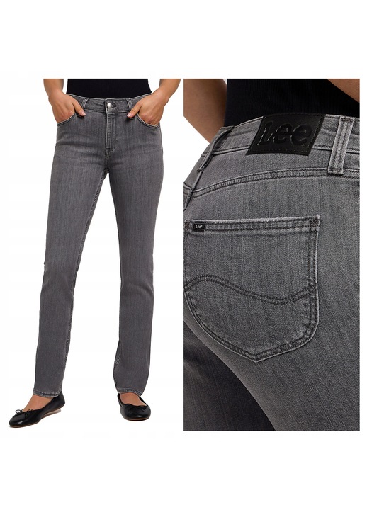 Blugi Dama, Lee, Elly, Skinny Fit, Talie Inalta, 5 Buzunare, Fermoar, Lungi, Bumbac, W27-L33 US, Gri