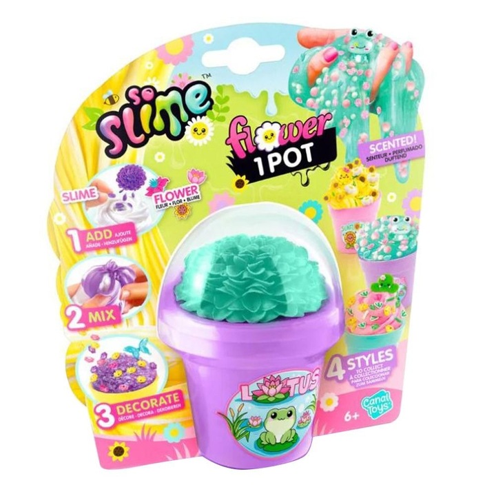 Set de creat slime parfumat, So Slime DIY, Ghiveci de flori, Pentru copii, Mov