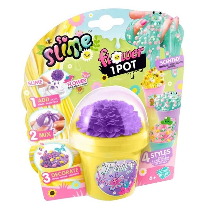 Set de creat slime parfumat, So Slime DIY, Ghiveci de flori, Pentru copii, Galben