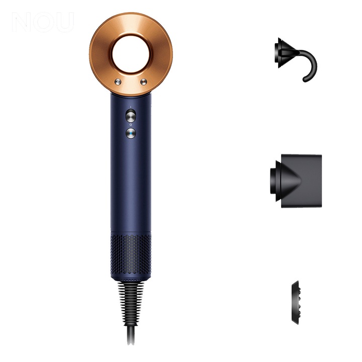 Сешоар Dyson HD07 Supersonic, 4 настройки на температурата, Prussian Blue/Copper