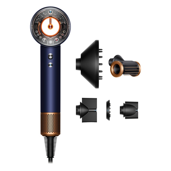 Сешоар Dyson Supersonic Nural™ HD16, За права и вълниста коса, Prussian Blue/Copper..
