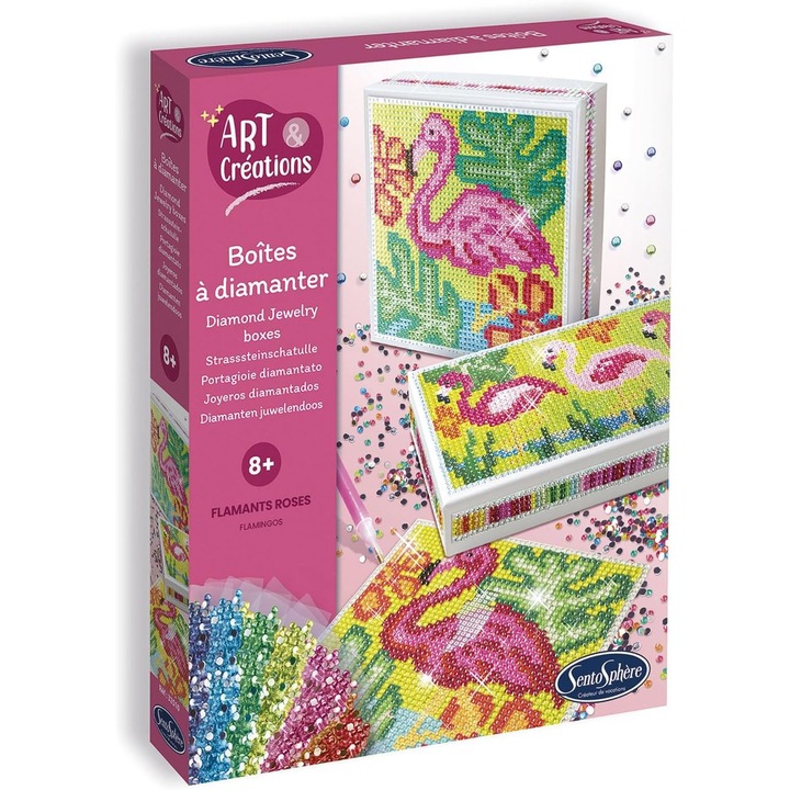 Set Creativ Sentosphere Cutii cu Strasuri Animale, 2 cutii, diverse culori