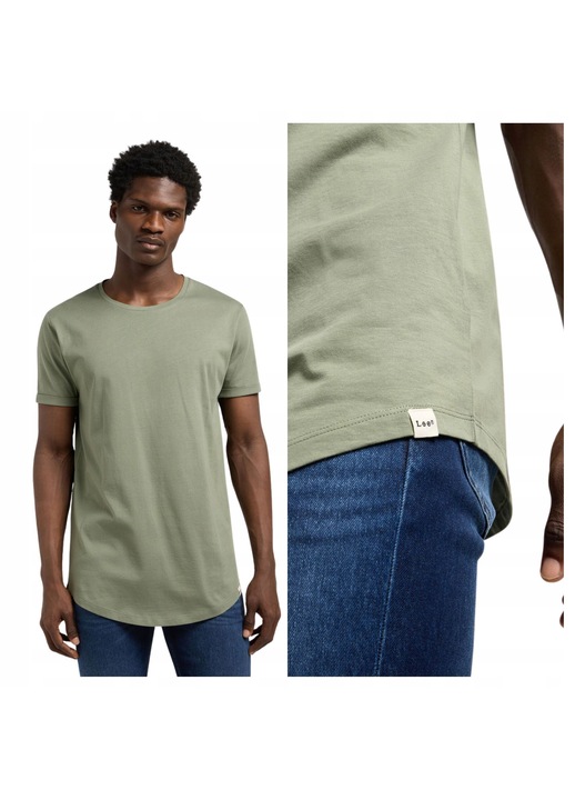 Мъжка тениска, Lee, Shaped Tee, стандартна кройка, къс ръкав, обло деколте, с лого, памук, класически дизайн, зелен, Зелен